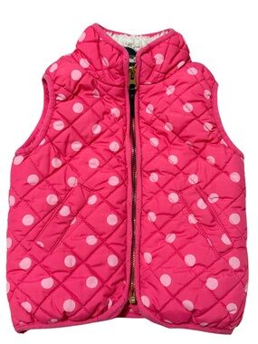 Joe Fresh Toddler Girls 1Y Pink Polka Dot Quilted Sherpa Vest